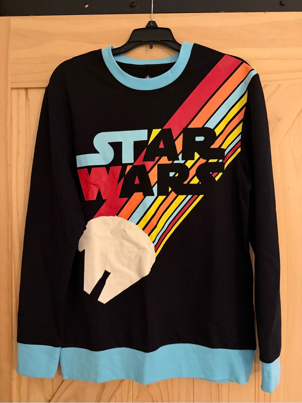 Star Wars Women’s Black Graphic Pullover with Blue Trim - SM